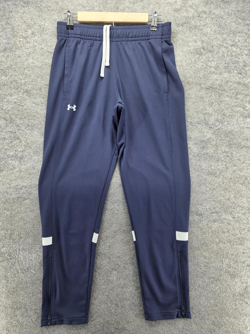 Under Armour Pants Mens S Blue Track Pants Elastic Waist Pockets Reflective